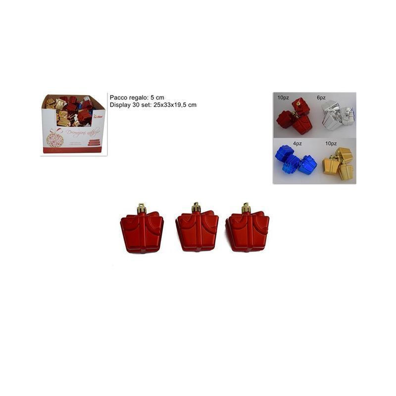 APPENDINI PACCHI REGALO SET 3PZ 4COL EAN 8033113670282 INGROSSO APPENDINI NATALIZI