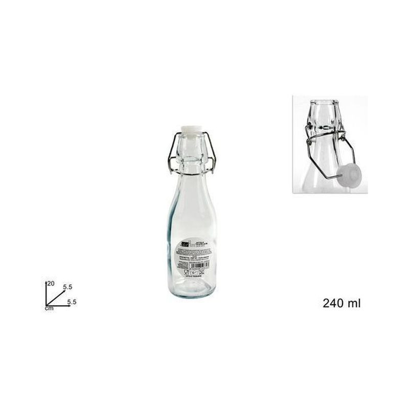 BOTTIGLIA VETRO C/TAPPO ERMETICO 240 ML EAN 8034048528723 INGROSSO BOTTIGLIE