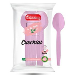 INGROSSO CASALINGHI CUCCHIAI IN PLASTICA PZ.25 ROSA 8054794031285 ARTICOLI PER FESTE POSATE PER PARTY