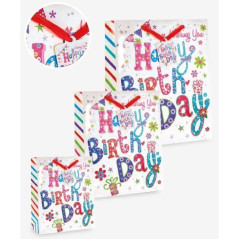 INGROSSO CARTOLERIA BORSA HAPPY BIRTHDAY LARGE 26X12