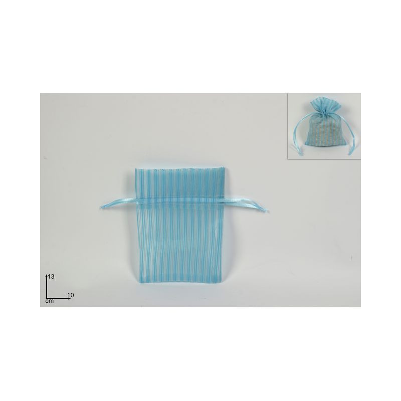 SACCHETTO RIGATO CELESTE 10X13CM EAN 8034048567418 INGROSSO RETINE E OGGETTISTA PER CONFEZIONI