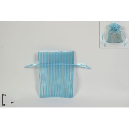 INGROSSO BOMBONIERE SACCHETTO RIGATO CELESTE 10X13CM 8034048567418 ARTICOLI PER BOMBONIERE RETINE E OGGETTISTA PER CONFEZIONI
