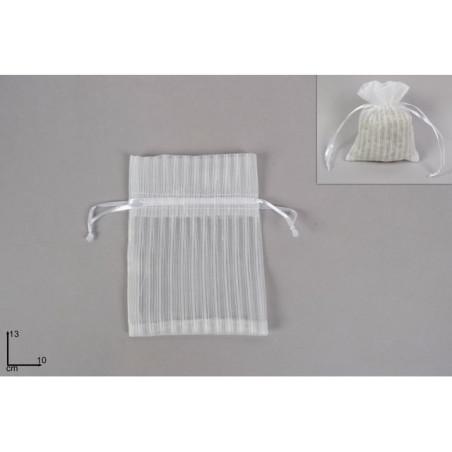 INGROSSO BOMBONIERE SACCHETTO RIGATO BIANCO 10X13CM 8034048567432 ARTICOLI PER BOMBONIERE RETINE E OGGETTISTA PER CONFEZIONI