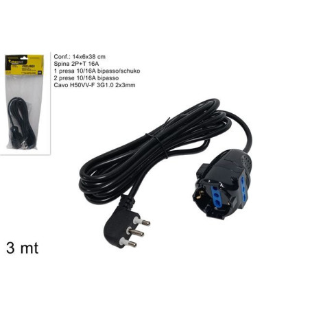 INGROSSO CASALINGHI PROLUNGA 3MT SPINA 16A+ PRESA SCHUKO+2BI 8034048606230 FERRAMENTA E IDRAULICA SPINE E CIABATTE