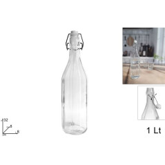 INGROSSO CASALINGHI BOTTIGLIA VETRO COSTOLATA 1LT C/TAP ERME 8034048652053 ACCESSORI SCUOLA BOTTIGLIE
