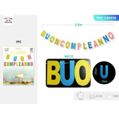 INGROSSO FESTA E PARTY FESTONE BUON COMPLEANNO COLORATO 3.5M 1P 8058617538364 ARTICOLI PER FESTE FESTONI PER PARTY