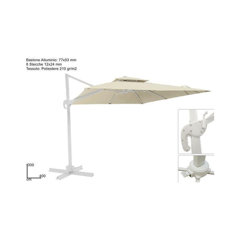 OMBRELLONE A BRACCIO 3X4MT DOPPIO TETTO EAN 8034048629734 INGROSSO OMBRELLONI