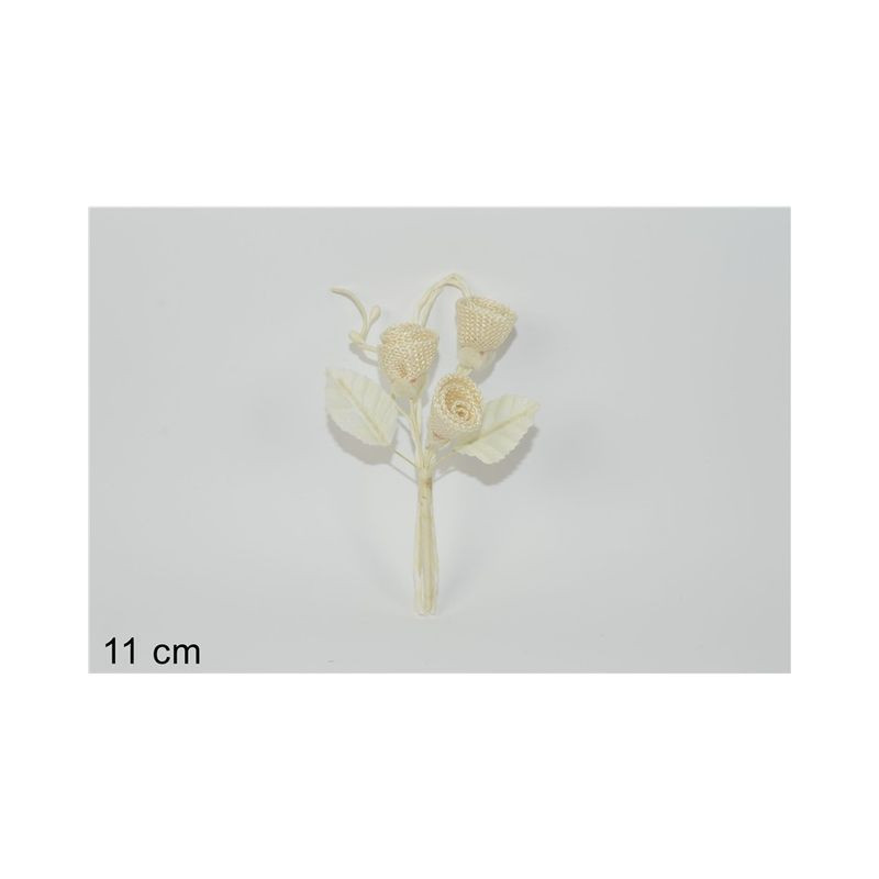 SPILLONE 3 ROSELLINE JUTA BEIGE EAN 8034048368404 INGROSSO FIORI FINTI D'ARREDO