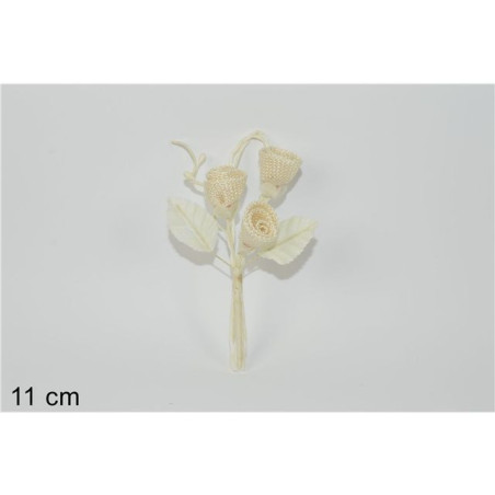 INGROSSO CASALINGHI SPILLONE 3 ROSELLINE JUTA BEIGE 8034048368404 ARTICOLI PER LA CASA FIORI FINTI D'ARREDO