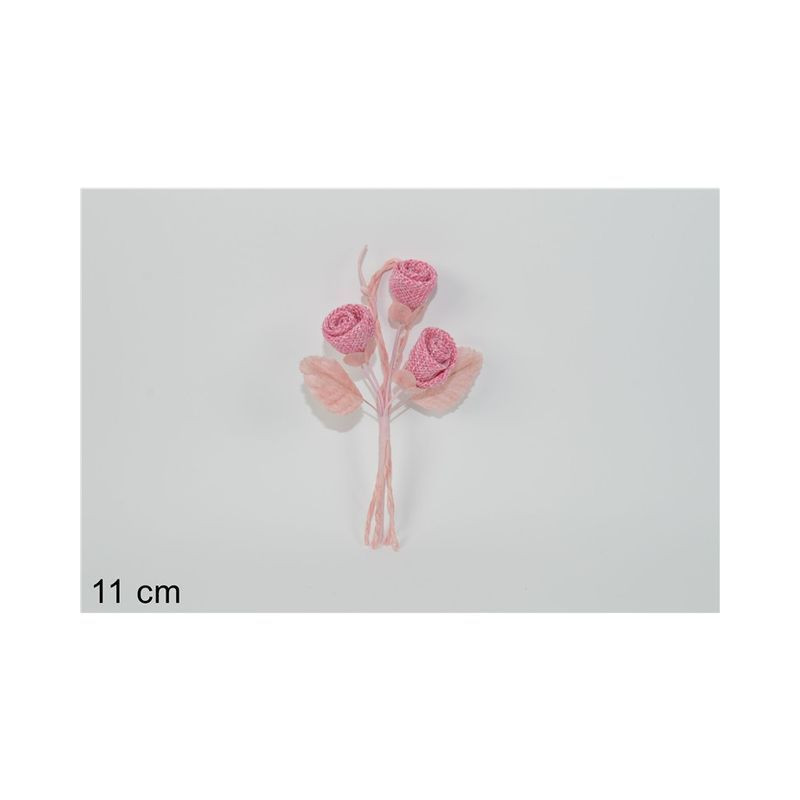SPILLONE 3 ROSELLINE JUTA ROSA EAN 8034048368428 INGROSSO FIORI FINTI D'ARREDO