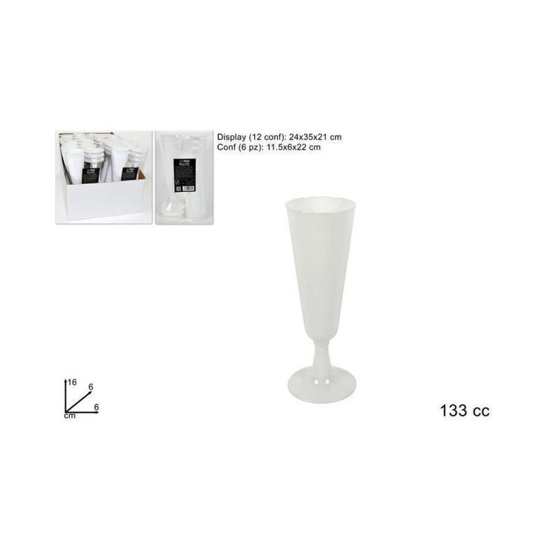 FLUTE PLASTICA PZ.6 BIANCO EAN 8034048407516 INGROSSO BICCHIERI PER PARTY