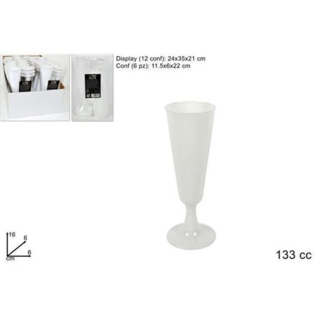 INGROSSO FESTA E PARTY FLUTE PLASTICA PZ.6 BIANCO 8034048407516 ARTICOLI PER FESTE BICCHIERI PER PARTY