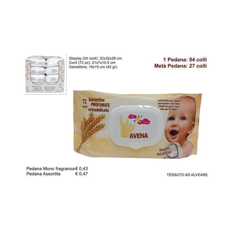 SALVIETTINE DETERGENTI 72 PZ AVENA (24) EAN 8034048613290 INGROSSO DETERGENTI E SALVIETTE
