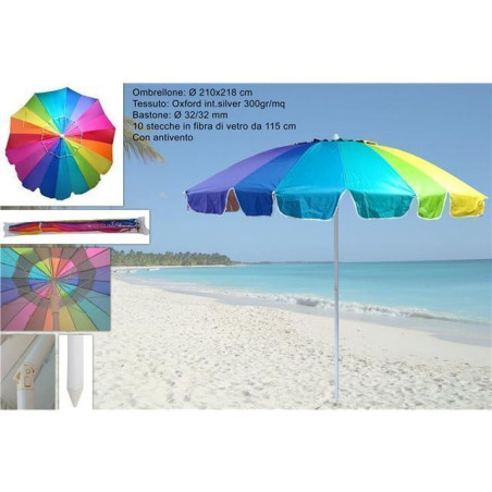 INGROSSO ARTICOLI MARE OMBRELLONE 230CM 32/32 MULTIC INT SILVER 8034048628898 ARTICOLI PER LA SPIAGGIA OMBRELLONI