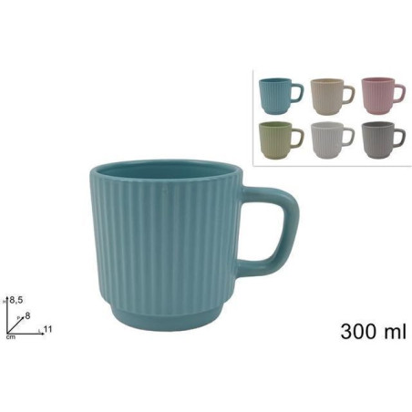 INGROSSO CASALINGHI TAZZONE 300ML CERAMICA RIGATO 6 COL. 8034048660379 TAZZE PER BIMBI TAZZE