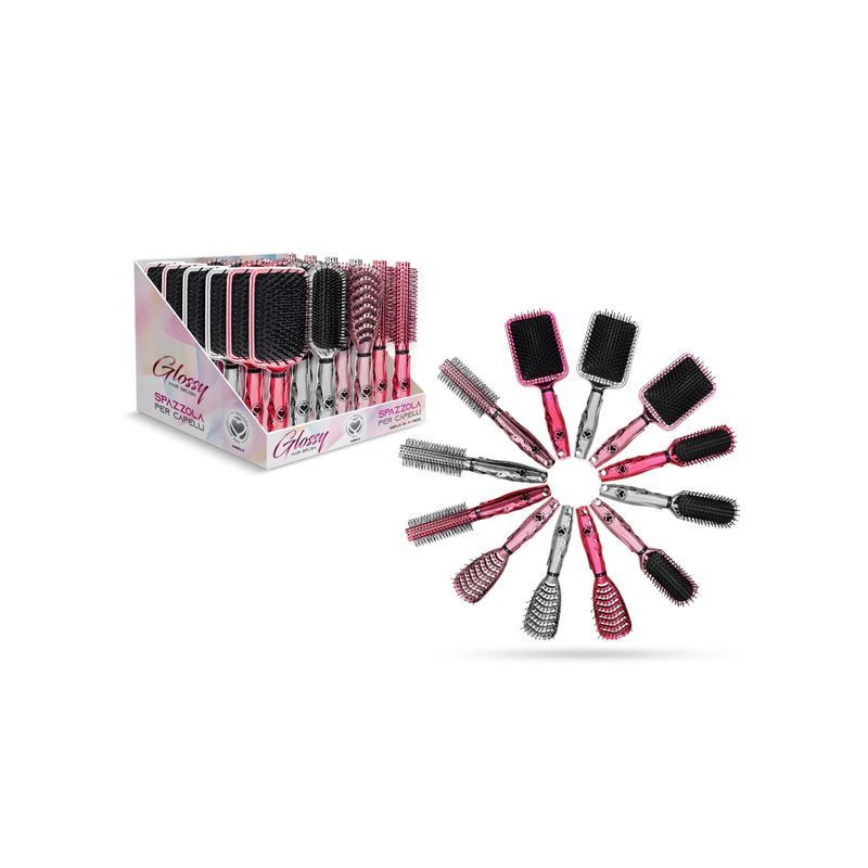 SPAZZOLA GLOSSY - 4 TIPI EAN 8057502409673 INGROSSO SPAZZOLE E PETTINI