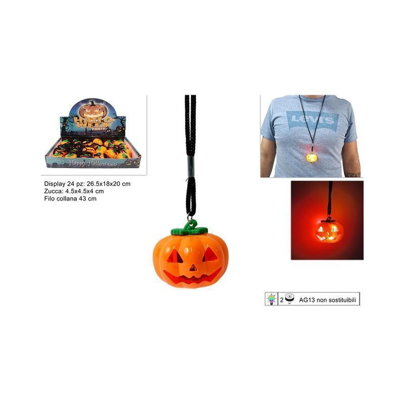 COLLANA ZUCCA CON LUCE EAN 8053482350004 INGROSSO BRACCIALETTI HALLOWEEN COLLANA ZUCCA CON LUCE EAN 8053482350004 INGROSSO BRACCIALETTI HALLOWEEN