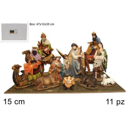 NATIVITA CM.15 PZ.11 EAN 8033113309953 INGROSSO PERSONAGGI PER IL PRESEPE E ANIMALI