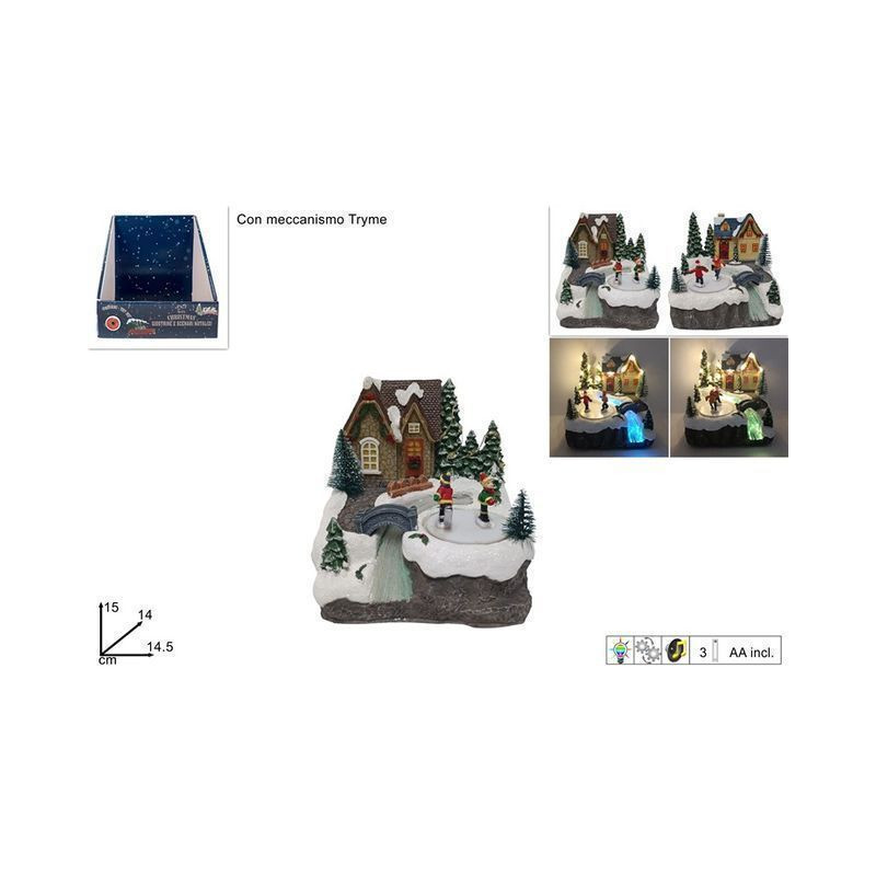 GIOSTRINA VILLAGGIO NAT. LAGO FIUME L/S EAN 8053482211053 INGROSSO PAESAGGI  E DECORAZIONI IN MOVIMENTO