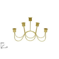 INGROSSO ARTICOLI DI NATALE PORTACANDELE METALLO ORO 5 POSTI 30X20