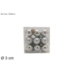INGROSSO ARTICOLI DI NATALE PALLE 3CM SET 18PZ SILVER LUCIDE/OPACHE 8053482204925 ADDOBBI ALBERO NATALE PALLINE DI NATALE E PUNT