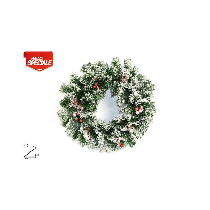 DIETROPORTA TONDO CM.40 INNEVATO EAN 8033113466175 INGROSSO OGGETTISTICA NATALIZIA