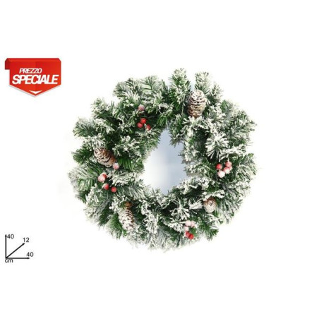 DIETROPORTA TONDO CM.40 INNEVATO EAN 8033113466175 INGROSSO OGGETTISTICA NATALIZIA
