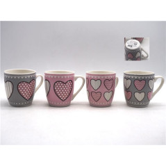 INGROSSO CASALINGHI TAZZA C/CUORI H.8.2 DIAM.7.3CM 4 ASS. 8021029324542 ACCESSORI COLAZIONE TAZZE