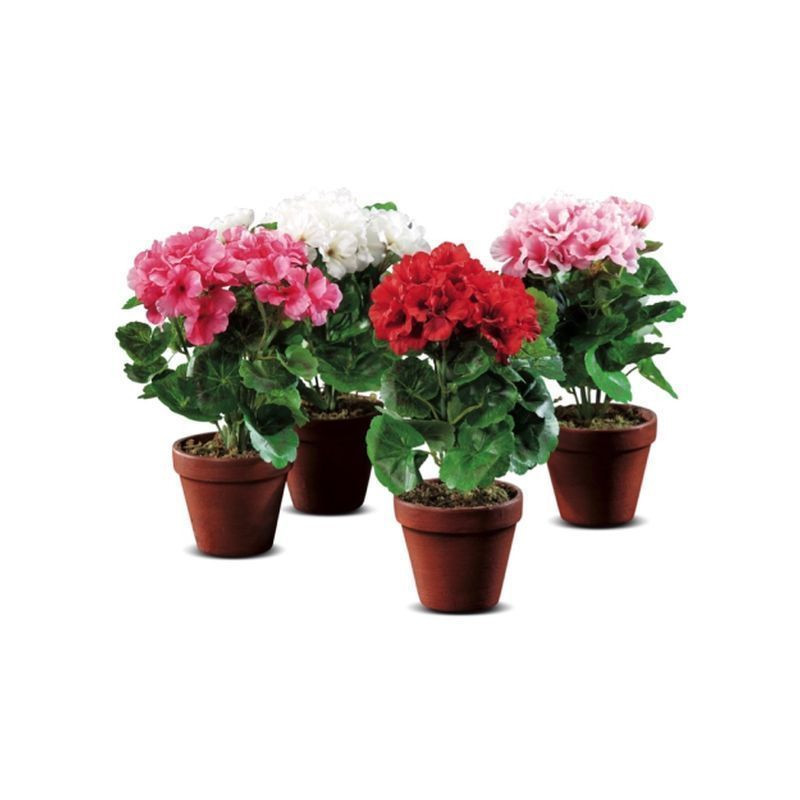 VASO GERANI D.10,5XH.38 ASS. EAN 8021785246140 INGROSSO FIORI FINTI D'ARREDO