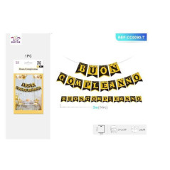 INGROSSO FESTA E PARTY STRISCIA DEC. BUON COMPLEANN ORO/NERO 3M 8058617541906 ARTICOLI PER FESTE FESTONI PER PARTY