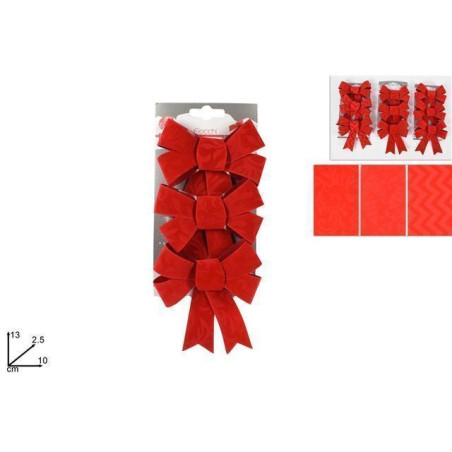 INGROSSO ARTICOLI DI NATALE FIOCCHI 3PZ TIPO VELLUTO 3ASS. ROSSO 8033113909030 ADDOBBI ALBERO NATALE NASTRI NATALIZI PER ADDOBBO