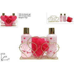INGROSSO ARTICOLI DI NATALE CONF. REGALO CUORE SET DA BAGNO 3PZ ROSA 8053482328584 IDEE REGALO DOCCIA SCHIUMA