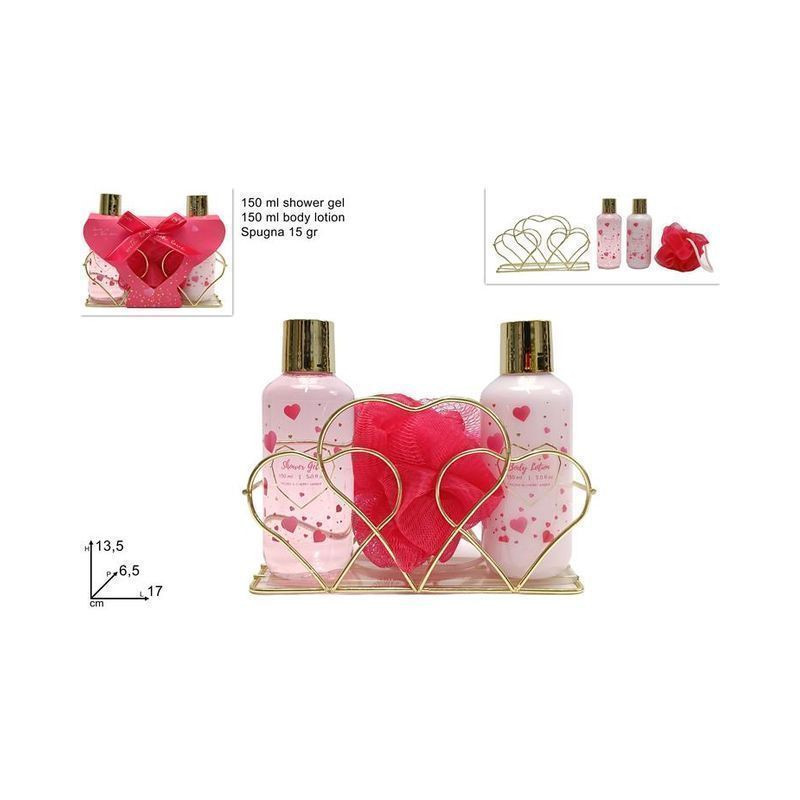 CONF. REGALO CUORE SET DA BAGNO 3PZ ROSA EAN 8053482328584 INGROSSO DOCCIA SCHIUMA