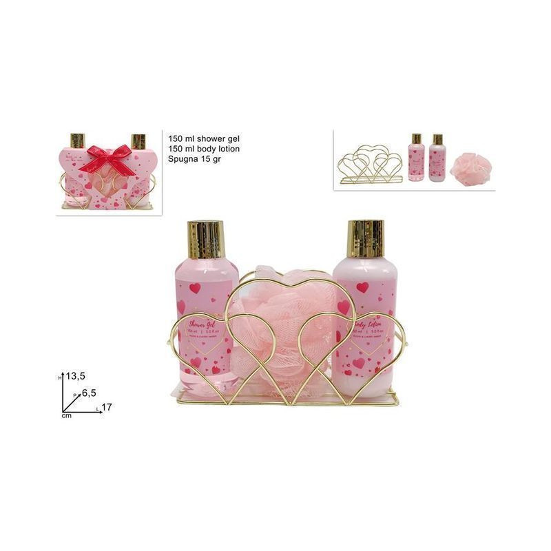 CONF.REGALO CUORE SET DA BAGNO 3PZ ROSA EAN 8053482328607 INGROSSO DOCCIA SCHIUMA