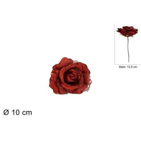 INGROSSO ARTICOLI DI NATALE ROSA GLITTERATA ROSSO 8053482073378 DECORAZIONI NATALIZIE FIORI FINTI NATALIZI