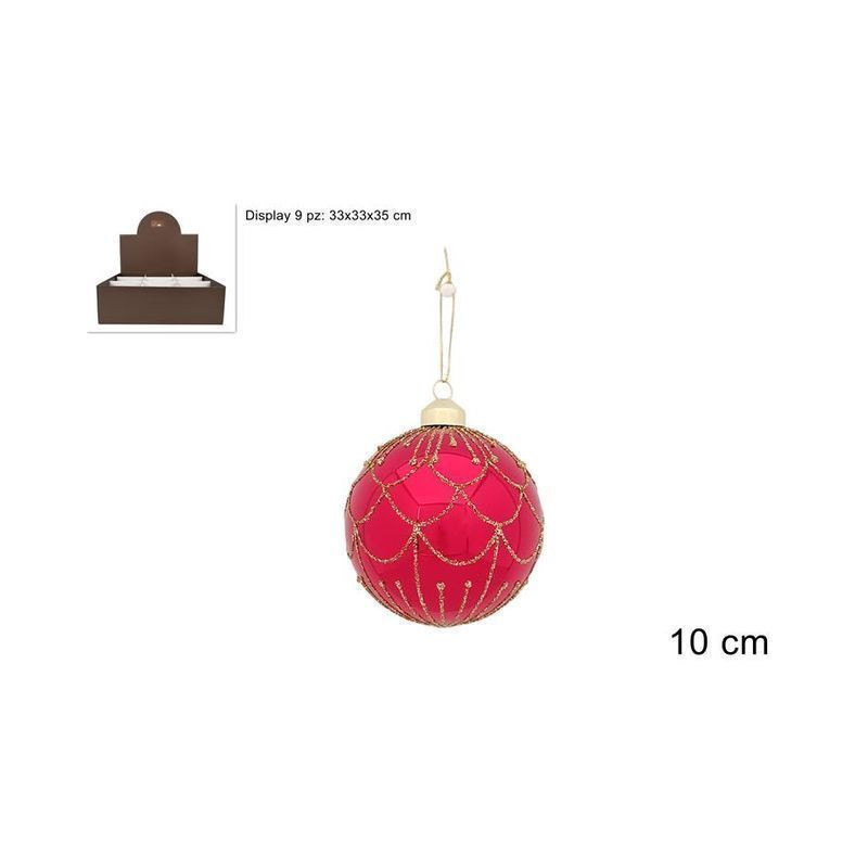 PALLA VETRO 10 CM ROSSA DECORO ORO EAN 8053482373010 INGROSSO PALLINE DI NATALE E PUNTALI PALLA VETRO 10 CM ROSSA DECORO ORO EAN 8053482373010 INGROSSO PALLINE DI NATALE E PUNTALI