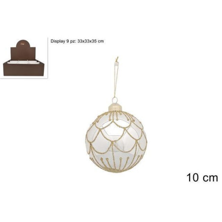 PALLA VETRO 10 CM SILVER DECORO SILVER EAN 8053482373058 INGROSSO PALLINE DI NATALE E PUNTALI
