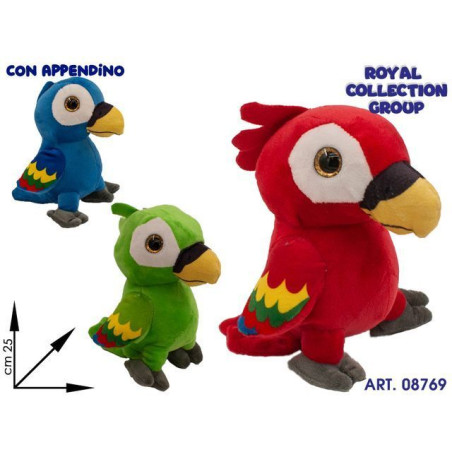 PAPPAGALLO PELUCHE OCCHIONI CM 25 EAN 8027456557539 INGROSSO PELUCHE MORBIDOSI