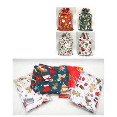 INGROSSO ARTICOLI DI NATALE SACCO TESSUTO CON STAMPA H.70X50CM 8021029342676 TRAVESTIMENTI NATALIZI COSTUME BABBO NATALE ADULTI