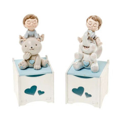 INGROSSO BOMBONIERE SCATOLINA SWEET BOY H.12 S/2 80008606 ARTICOLI PER COMUNIONI BOMBONIERE
