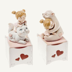 INGROSSO BOMBONIERE SCATOLINA SWEET GIRL H.12 S/2 80008613 ARTICOLI PER COMUNIONI BOMBONIERE