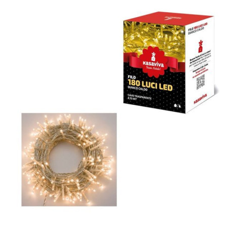 INGROSSO ARTICOLI DI NATALE FILO TRASP.LED 180 BIANCO CALDO 8034116419724 LUMINARIE DI NATALE LUCI NATALIZIE