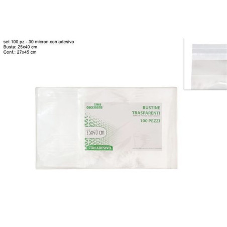 INGROSSO CARTOLERIA BUSTE TRASPARENTI 25X40 100PZ 30my C/ADE 8034048148877 ARITCOLI PER CONFEZIONI BUSTE TRASPARENTI