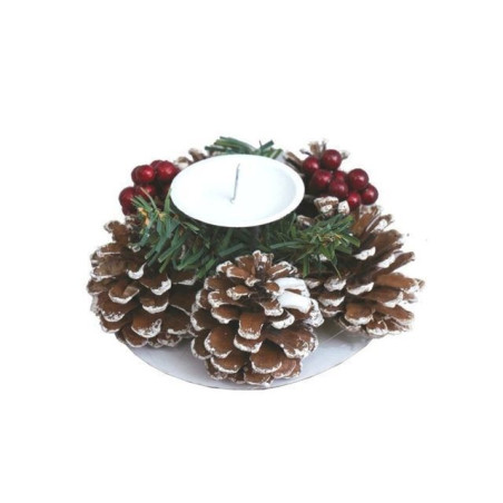 INGROSSO ARTICOLI DI NATALE P/CANDELA MET. CM 12X7H. PIGNE+BACCHE 8019959863767 CANDELE NATALIZIE ACCESSORI ARREDO TAVOLA NATALI