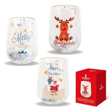 INGROSSO ARTICOLI DI NATALE BICCHIERE VETRO DOUBLE WALL XMAS 30 8034116452349 ACCESSORI NATALIZI PER LA TAVOLA BICCHIERI NATALIZ