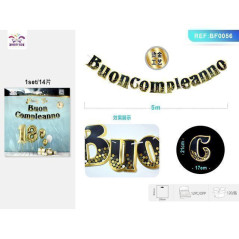 INGROSSO FESTA E PARTY STRISCIA DECORATIVO BUON COMPLEANNO 8058617841563 ARTICOLI PER FESTE FESTONI PER PARTY