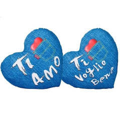 INGROSSO SAN VALENTINO CUSCINO CUORE 32CM TESSUTO STAMPA JEANS 8009549264623 REGALI PER SAN VALENTINO FESTA INNAMORATI