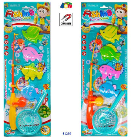 SET PESCA MAGNETICA C/4 PESCI ASS. EAN 8055742226760 INGROSSO GIOCHI DA EDICOLA