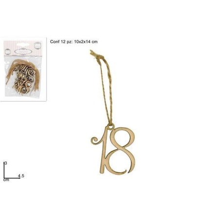 APPENDINI LEGNO N.18 SET 12PZ EAN 8034048503294 INGROSSO ACCESSORI PARTY