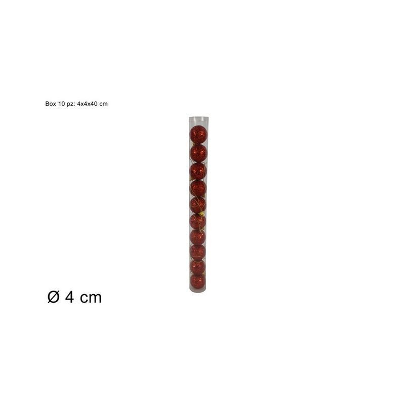PALLINE 4CM SET 10PZ GLITTER BOX ROSSO EAN 8033113635151 INGROSSO PALLINE DI NATALE E PUNTALI
